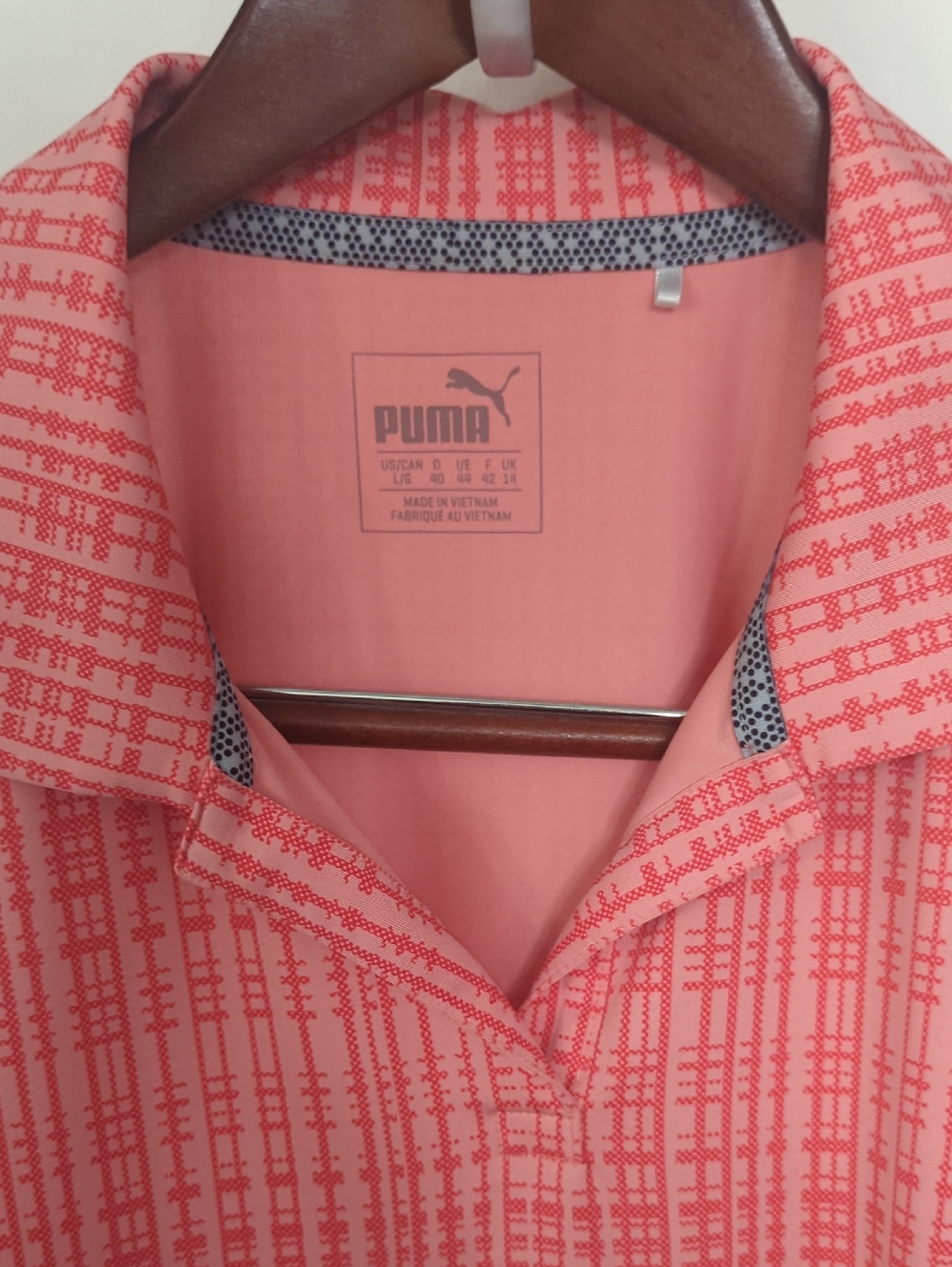 PUMA Golf Women’s Sleeveless Dry Cell Polo - Peach & Coral Plaid Size Large - Picture 2 of 7